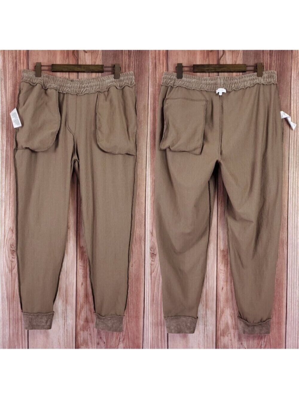 Reiss Kaiden Womens Size XL Mocha Corduroy Drawstring Stretch Joggers Pants - Picture 2 of 12